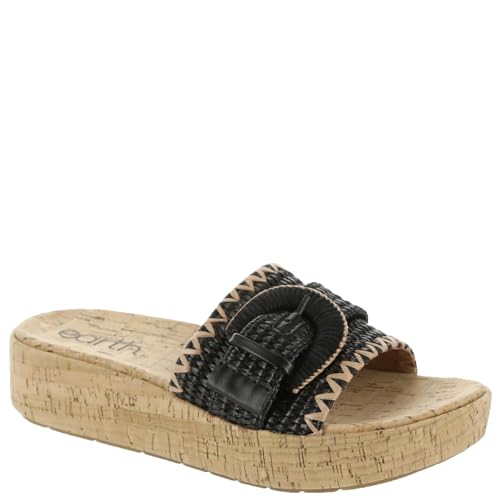 Sandales compensées Earth femme Noir 001 idéales pour vos terrasses d'été