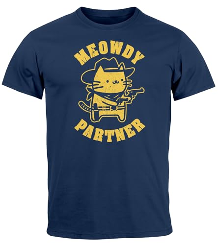 T-shirt Cowboy Cat Meowdy Partner MoonWorks pour homme fan de meme chat drôle et humour internet