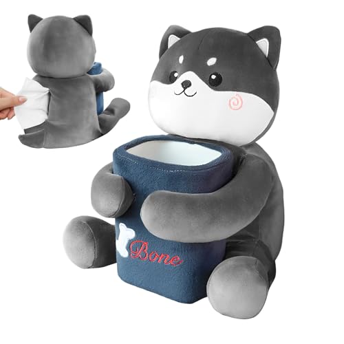 Cubo de basura para coche con soporte para pañuelos y organizador de peluche para consola de sedán