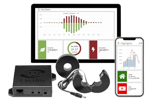 Eyedro Home Energy Monitor - Save on Electricity - Track Power Use - Solar Energy-Net Metering - Real-Time Electricity Data & History -Bills & Reports - EYEDRO-Home Ethernet or WiFi Connect (2.4 GHz)