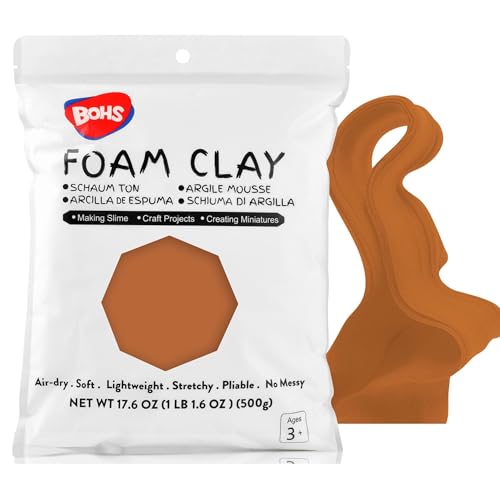 Image of BOHS Foam Clay, Chocolate Brown Air Dry Modeling Clay, 1.1 lb | Soft, lightweight; crack-free finish; EVA and polystyrene foam details; cosplay props, figurines, fake bakes and slime making