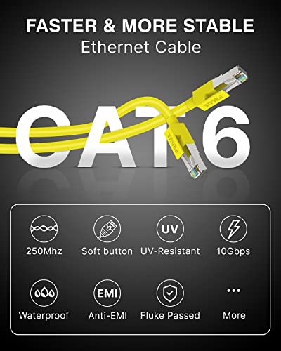 Image of FEDUS Cat6 Ethernet Cable, 50 Meter High Speed 550MHZ / 10 Gigabit Speed UTP LAN Cable, Network Cable Internet Cable RJ45 Cable LAN Wire, Patch Computer Cord Gigabit Category 6 Wires for Modem, Router