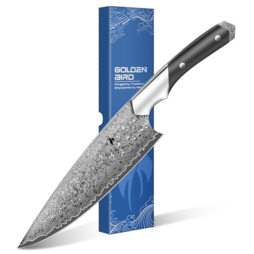 Golden Bird Damastmesser Kochmesser 20cm Professionelles Küchenmesser Hergestellt aus 67-lagigem japanischem Damaststahl, Kohlenstoff-Superstahl Fleischmesser für Küche - Schwan-Serie Golden Bird Damastmesser Kochmesser 20cm Professionelles Küchenmesser Hergestellt aus 67-lagigem japanischem Damaststahl, Kohlenstoff-Superstahl Fleischmesser für Küche - Schwan-Serie