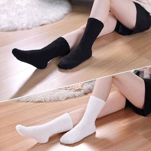 Womens Fuzzy Slipper Socks Super Soft Microfiber Fluffy Cozy Winter Warm Fuzzy Crew Socks2