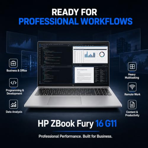 Image of HP ZBook Fury 16 G11 Mobile Workstation Laptop, 16 inch WUXGA, Intel Core i7-13850HX 20-Core, 64GB DDR5 RAM, 2TB NVMe SSD, Intel UHD Graphics, Wi-Fi 7, Bluetooth 5.4, Backlit Keyboard, Windows 11 Pro