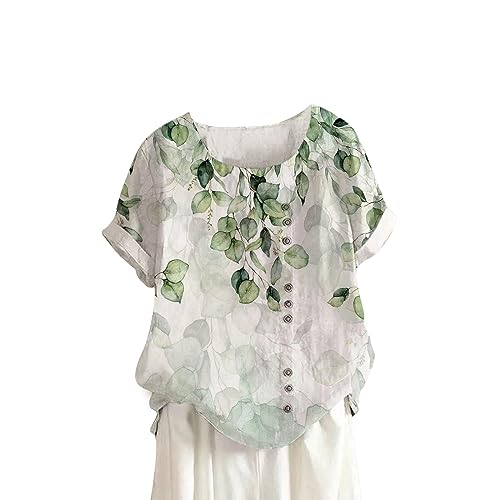 HAOLEI Camicetta Donna Elegante Blusa Top a Manica Corte Girocollo Top Aderente Tunica Tinta Unita Camicia Estiva Spiaggia Offerte di Primavera Vintage Blusa T-Shirt Comoda Classico Maglietta