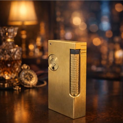 Image of Smoke King Side Slip Sovereign Spark Series Fluid Lighter - Solid Brass Refillable Pocket Lighter