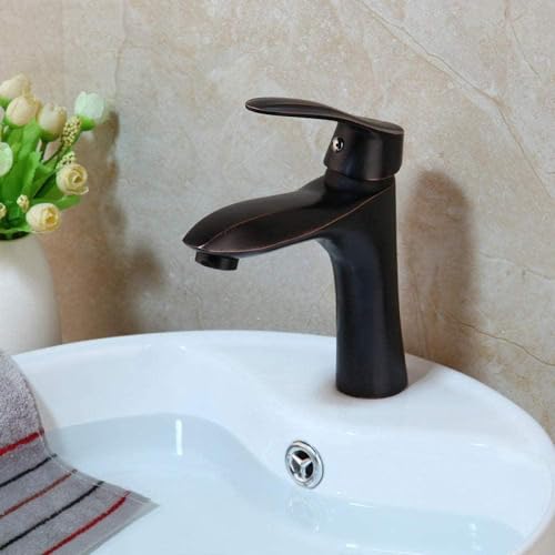 Mitigeur lavabo noir en laiton avec commande fluide à poignée unique