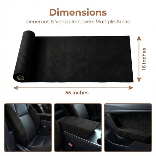 Image of Suede Fabric Wrap - Self Adhesive Film Sticker 16 x 55 Inches Silky Decal Sheet for Car Interior Furniture Upholstery DIY Elastic Stretch Peel and Stick Black