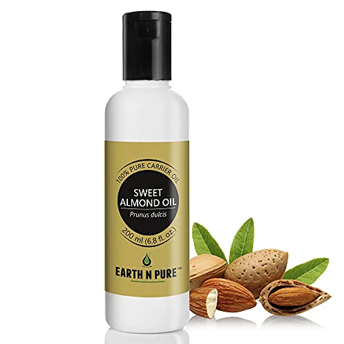 Image of Earth N Pure Sweet Almond Oil (Badam Oil) Cold Pressed, Therapeutic Grade for Body, Skin, Hair 200 ml