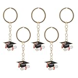 Tofficu Llavero de Graduación Colgante de Metal en Forma de Birrete, Pack de 5 Unidades para Decoración de Fiesta y Obsequio para Estudiantes, Accesorio Ligero y Práctico para Bolso