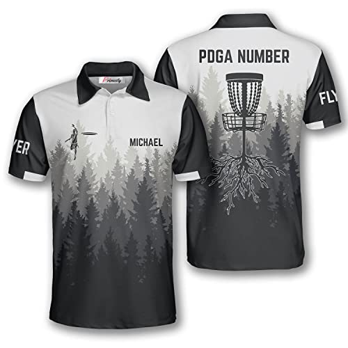 PRIMESTY Disc Golf Polo Shirts for Men, Custom Name & PDGA Number Jerseys, Size S-5XL