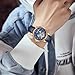 Watches for Men Automatic Mechanical Luxury Flywheel Watch 3D Double Globe Stainless Steel Case Leather Strap Men Wrist Watch Rose White Brown