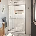 DreamLine Duet Plus 44-48 inch W x 72 inch H Semi-Frameless Bypass Shower Door in Brushed Nickel