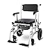 Produktbild Toilettenstuhl Duschrollstuhl,Rollstuhl Aluminium Dusche WC Stuhl/Rollen und gepolsterter Sitz, Medical Transport Rollstuhl wasserdicht
