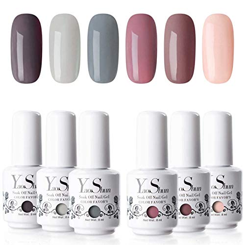 Vernis Gel Semi Permanent - Y&S UV LED Vernis à Ongles Gel Soak Off Manucure Kit 06, 6 Couleurs X 8ml Chaque Flacon