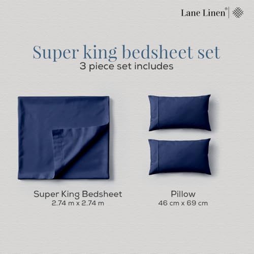 Image of LANE LINEN 400TC 100% Cotton Micro Check King Size Bedsheet - Mineral | OEKO-Tex Certified, 108 x 108 Inch, Fits King & Double Size Bed, Breathable & Wrinkle-Free, Includes 2 Pillow Covers