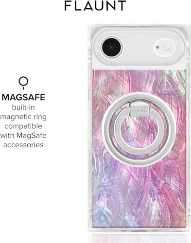Image of FLAUNT Official Square iPhone Air Case - Pink Mother of Pearl | Phone Cover for iPhone Air - Compatible with MagSafe and Wireless Charging - Drop-Tested Shockproof Designer Hard Cover