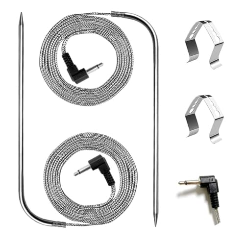 YAOAWE Replacement Grill Meat Probe for Pit Boss Pellet Smoker, 2 Pack 3.5mm Plug BBQ Temperature Probes with Clips Hold, Fit for Pit Boss Controller Board