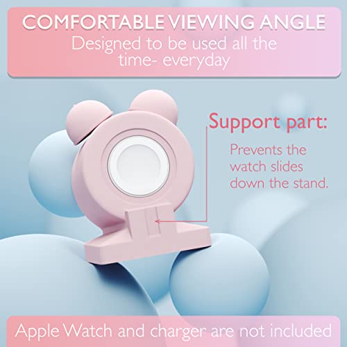 Vallexmall Iwatch Stand For Apple Watch Charger Stand Series Ultra 8/7/6/Se/5/4/3/2/1 Сute Silicone Apple Watch Holder Supports Nightstand Mode Charging Dock Accessories [Charger Not Included] #TOP4
