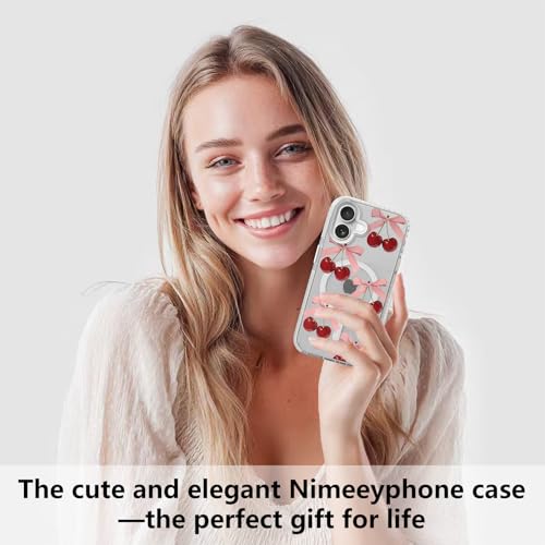 Nimeey Bow Cherry for iPhone 16 Case, Clear, MagSafe by Nimeey - Used condition - Image 7