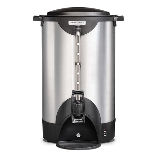 Image of Hamilton Beach Commercial 100 Cup Stainless Steel Coffee Urn (HCU100S), Double Wall, 120V