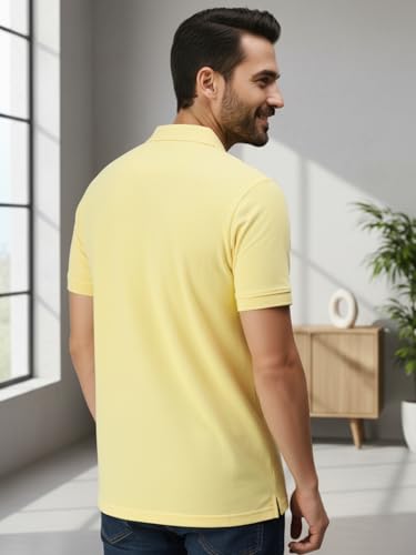 Image of Lux Cozi Men's Polo T-Shirt Regular Fit Half Sleeves with Pocket | Cotton Blend Polo Neck Collar T-Shirt for Men | Casual, Office Comfortable Breathable T-Shirt | Stylish Plain Tee
