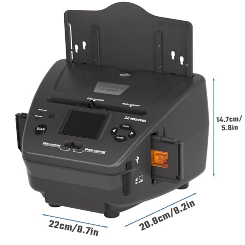 Film- und Fotoscanner mit 6,1 cm (2,4 Zoll) LCD-Display, konvertiert 135 Folien mit 35 mm / 135 Negativfilme, Fotos, Visitenkarte in Digitale Bilder mit 22 MP, SD-Karte mit 4 GB