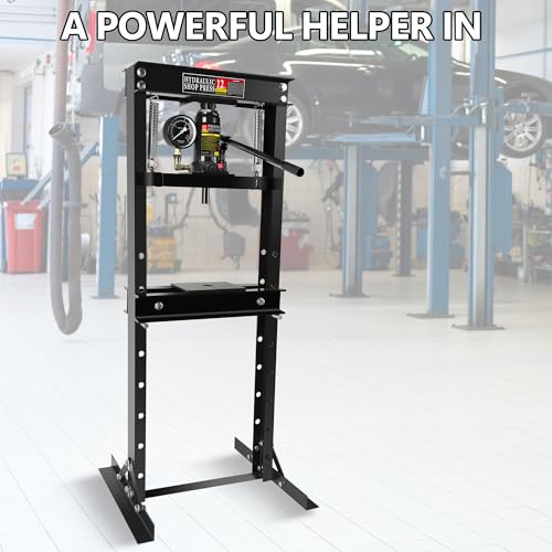Garveetech WATT3NX6UGYELC1_E5_H_AB7B 12 Ton Shop Press, H-Frame Garage Floor Adjustable Shop Press thumb #5