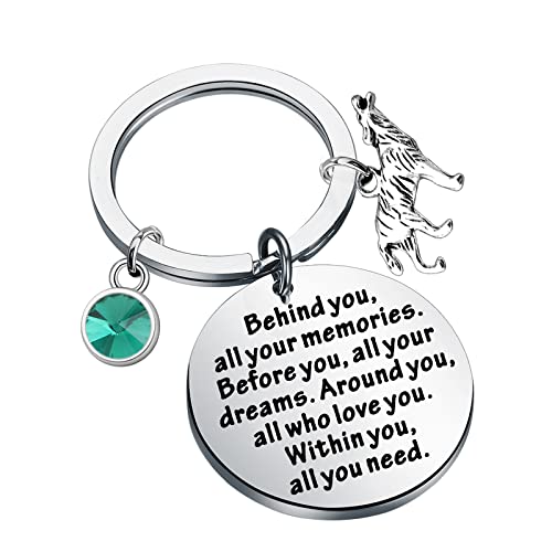Feelmem Wolf Gifts Spirit Animal Wolf Inspirational Jewelry Student Graduation Gifts Behind You All Your Memories Keychain For Wolf Lovers (Wolf-Ky) #TOP24