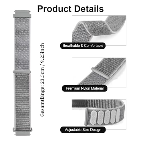 Nylon Fabric Watch Strap, 20 mm/22 mm with Smartwatch Strap - Image 4