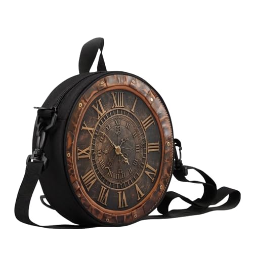 Image of Women Novelty Round Clock Shape Zippered Clock Purses for Women Tote Handbag Shoulder Bag, Gift for Mom Girlfriend