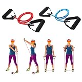 WSERE 2 Pieces Workout Exercise Resistance Bands with Handles for Women Men Home Fitness, Strength T