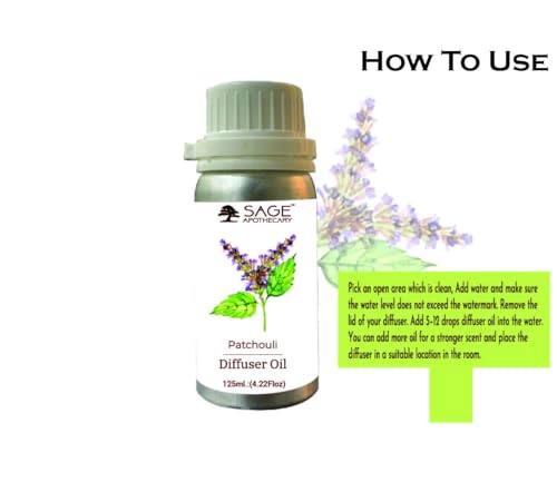 Image of Sage Apothecary Patchouli Diffuser Oil Natural Aromatherapy Oil for Sleep and Relaxation - 125 ml