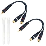 2 Pièces Câble Répartiteur RCA + câbles, Audio Y 20 cm 2 Pack| Adaptateur RCA 1 Mâle vers 2 Femelles | Câble Y Cinch Stéréo Plaqué Or | Réducteur Interférences pour Caisson Basses Ampli Home Cinéma