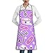 Grembiule da cucina con motivo infermiera, con stampa viola, per cuochi, da donna, con taschino, grembiule da cucina per cucinare, giardinaggio, unisex, bianco, Taglia unica