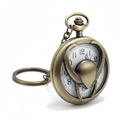 Image of Vintage Quartz Pocket Keychain for Men & Women - Classic Retro Antique Style Anime Marvel Super Hero Timepiece, Decorative Accessory for Bags and Backpacks.