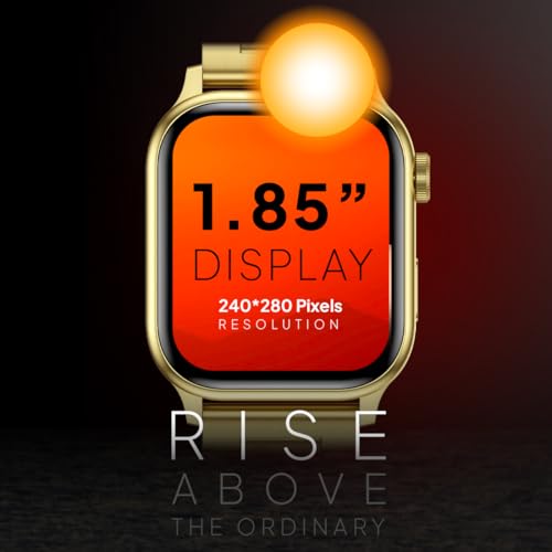 Image of Fire-Boltt Rise Luxe Bluetooth Calling Smart Watch, 1.85 inchHD Display, AI Outfit Watch Face, 2 Looks in 1 Watch, Extra Straps at ₹99, 120+ Sports Modes, Metal Smartwatch for Men & Women (Gold)