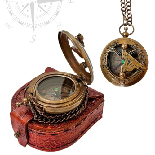 Brújula Vintage de Latón con Reloj de Sol 2 pulgadas miniatura 5