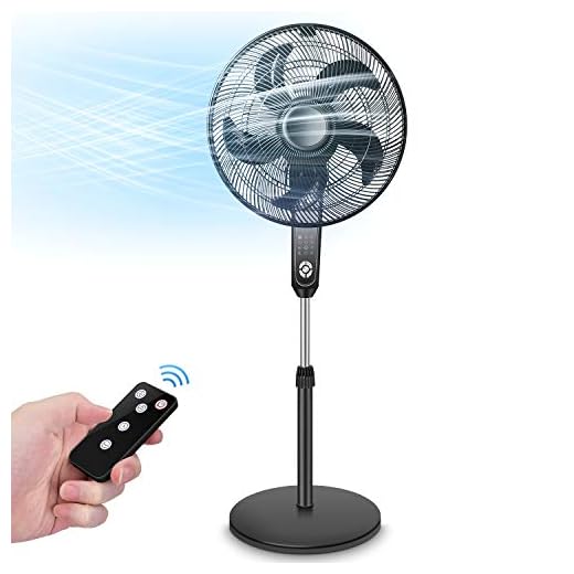 Pedestal Fan, Oscillating Fan with Timer Function, Powerful 4 Speeds, 3 Wind Modes, Remote Control, Large Standing Fan, Adjustable Height and Tilt, 2 in 1 Cooling Fans for Bedroom, Home, Patio