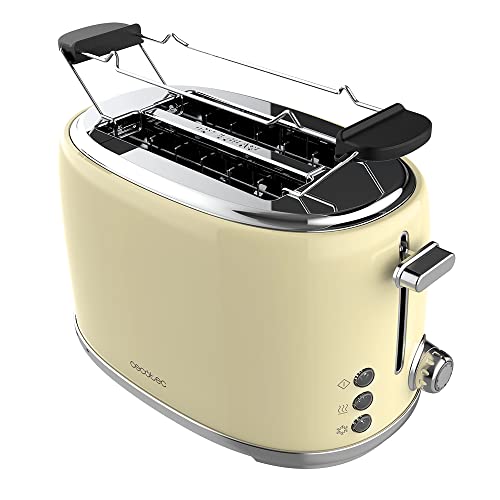 Cecotec Tostadora 2 Rebanadas Toast&Taste 1000 Retro Double Beige. 980 W, 2 Ranuras Anchas de 3,8 cm...