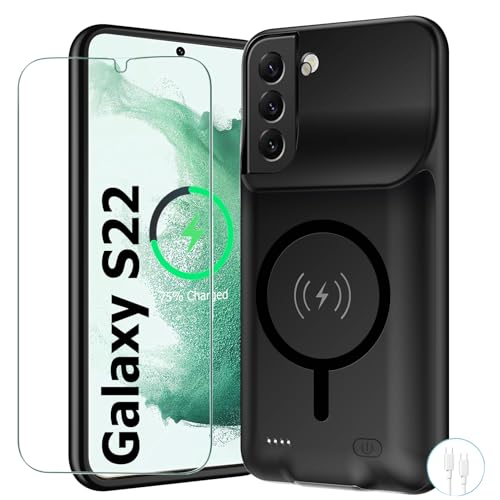 YINGYKJ Battery Case for Galaxy S22 Upgraded 10000mAh Battery Pack Rechargeable Charger Case with Wireless Charging Compatible for Galaxy S22 (6.1 inch) External Charging Case (Black)