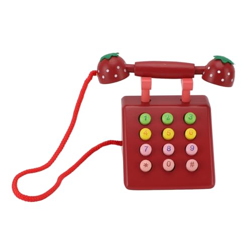 Dilwe Holzspielzeugtelefon Taten vor, Dass Ein Holzmobiltion Spielzeug für mit Buchenholzmaterial für das Interaktive Lernen von Familienbindung Gespielt Wird (Rot)