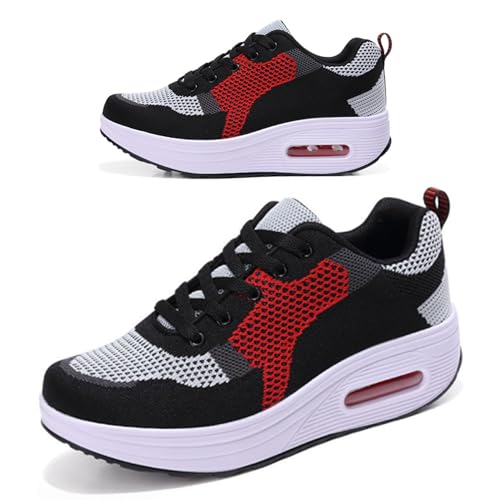Image of RUIDENG Platform Sneakers for Women Air Cushion | Walking Shoes Women Comfortable All Day | Thick Rocker Bottom