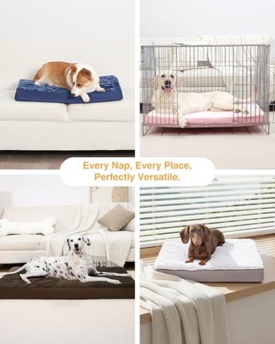 Image of KSIIA Orthopedic Dog Bed for Small Dogs with Waterproof, Dark Grey, 23x17 | Deluxe Soft Plush Dog Crate Bed, Washable Pet Mat with Removable Cover & Egg Crate Foam for Small Dogs Sleeping & Relaxing