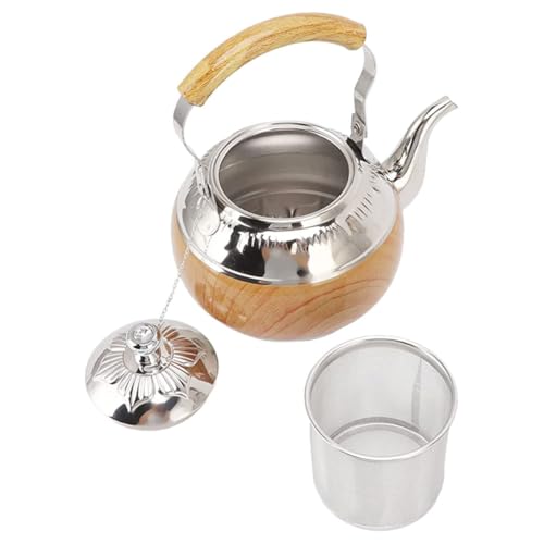SUPVOX Tetera de Acero Inoxidable 1l con Asa Anticalor, Tetera Portátil y Confiable para Café y Té, Diseño Moderno en Color Plateado, Adecuado para Cocina, Oficina y Picnic