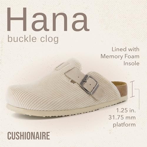 Image of CUSHIONAIRE Hana Womens Clogs | Comfortable Vegan Suede Clogs for Women | Slip On Potato Shoes with Cork Footbed & Arch Support | Memory Foam, Wide Widths Available