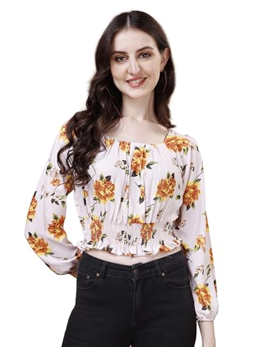 Image of Wedani Women's Casual Foral Print Puff Sleeve Regular Top