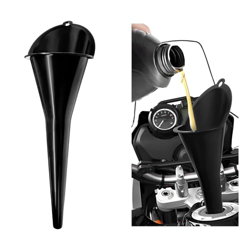 Long-Neck Oil Funnel for Automotive Multi-Function Plastic Funnel for Oil Gas & Lubricants Universal Car Accessory (Black (1-Pack))
