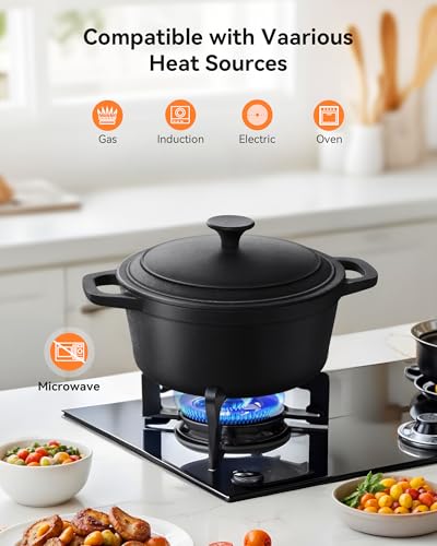 Warmiehomy Cast Iron Dutch Oven,8L Heavy Duty Dutch Oven Pot with Lid,Non-Stick Cast Iron Pot with Two Handles for Indoor Outdoor,28cm - Image 3